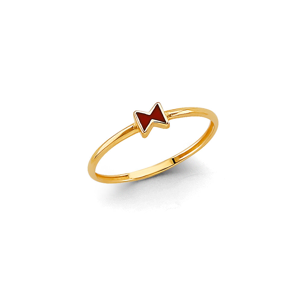 14K Yellow Gold Flower, Heart & Light Ring - RG3142