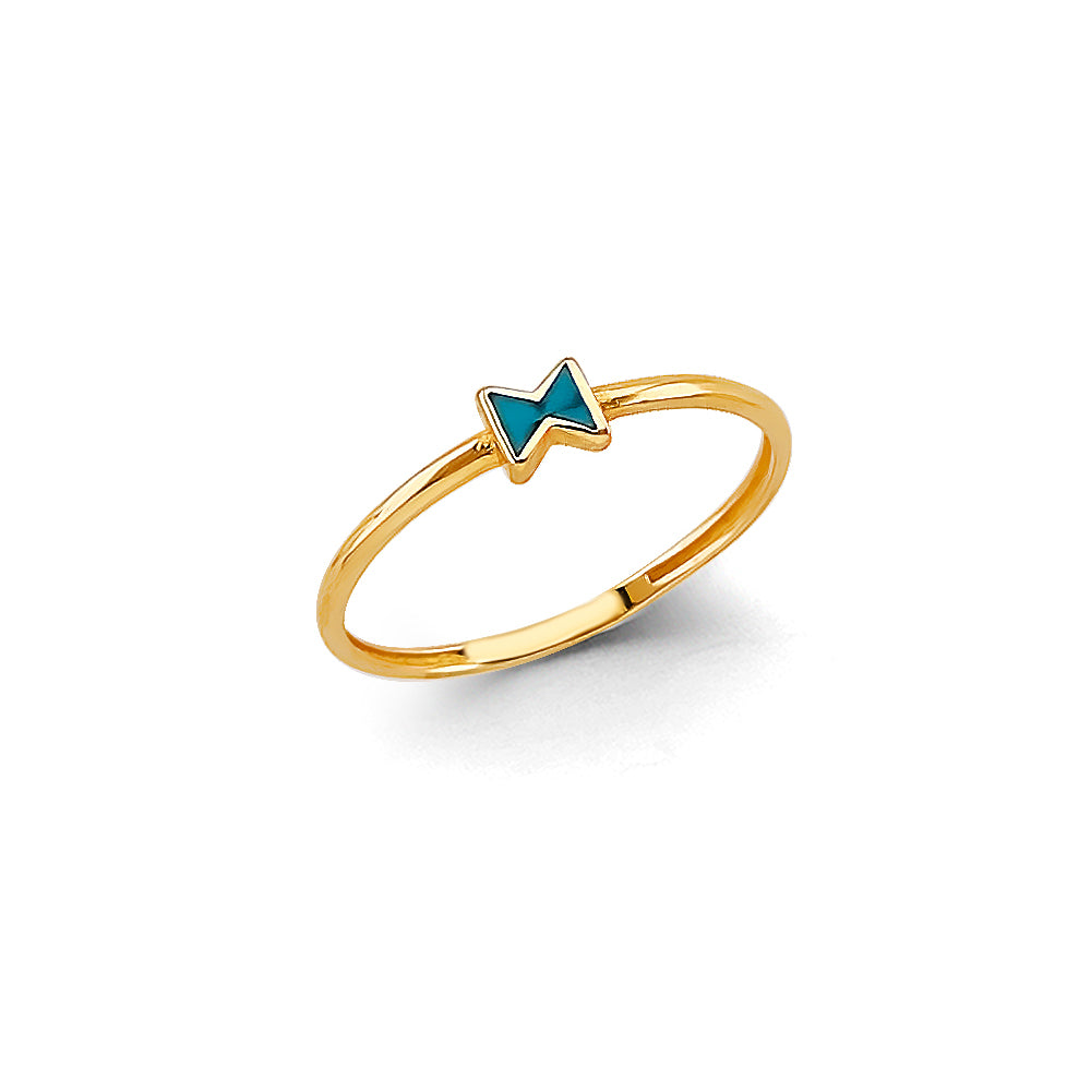 14K Yellow Gold Flower, Heart & Light Ring - RG3143