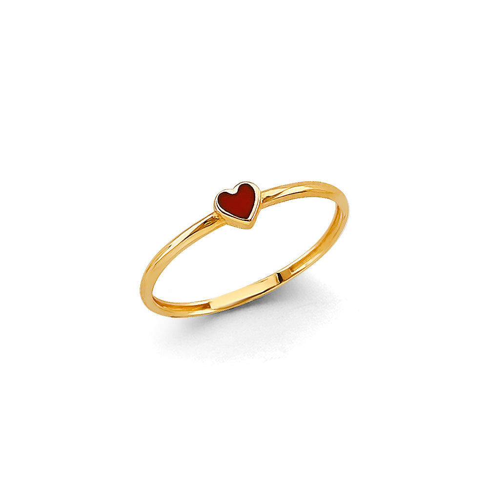 14K Yellow Gold Flower, Heart & Light Ring - RG3144