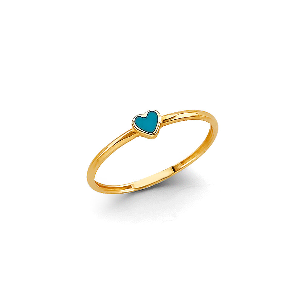 14K Yellow Gold Flower, Heart & Light Ring - RG3145