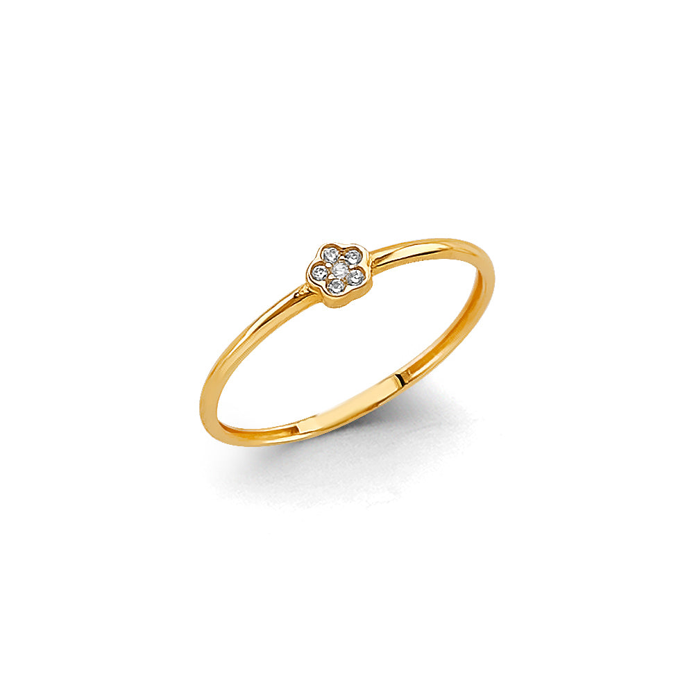 14K Yellow Gold Flower, Heart & Light Ring - RG3146