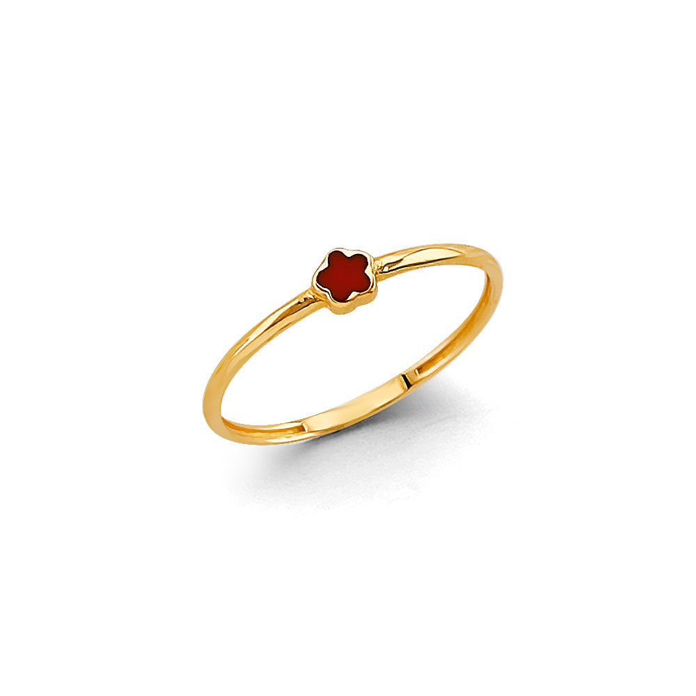 14K Yellow Gold Flower, Heart & Light Ring - RG3147