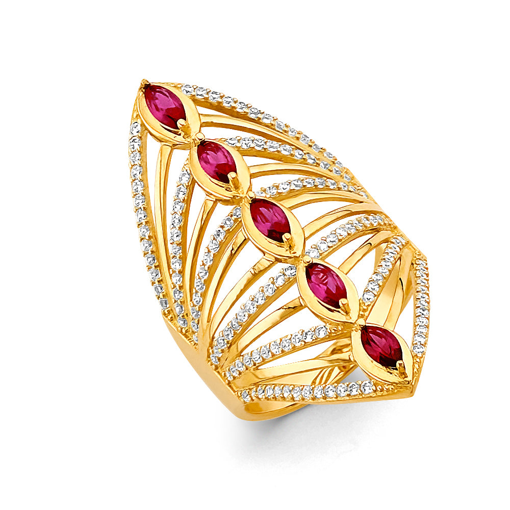 14K Yellow Gold Fancy CZ & Mother's Ring - RG3187