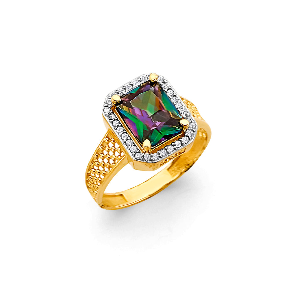 14K Yellow Gold Fancy CZ & Mother's Ring - RG3199
