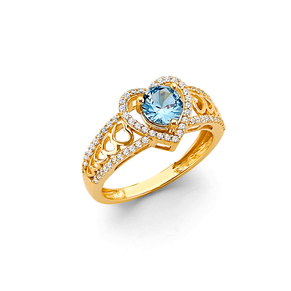 14K Yellow Gold Fancy CZ & Mother's Ring - RG3202