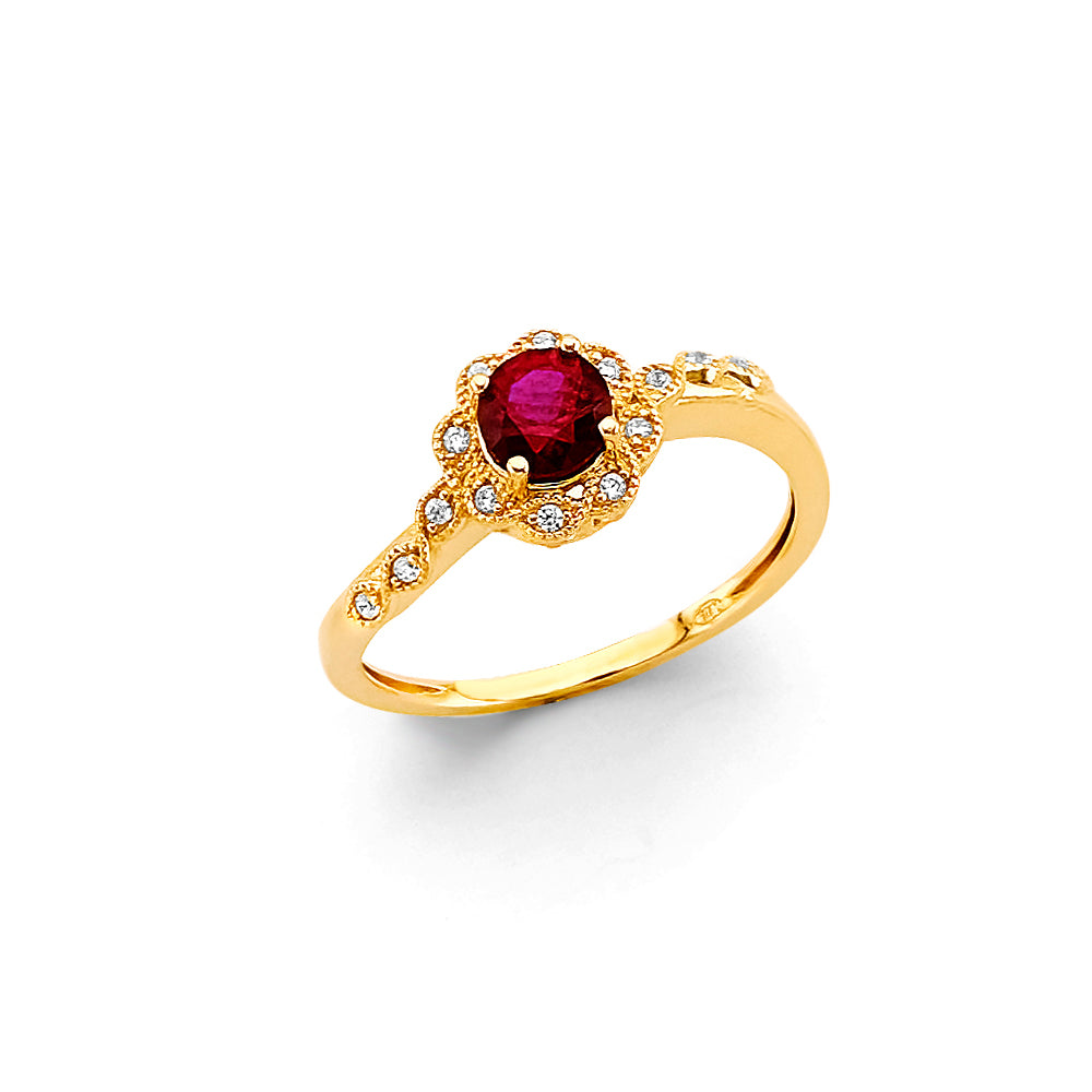 14K Yellow Gold Fancy CZ & Mother's Ring - RG3206