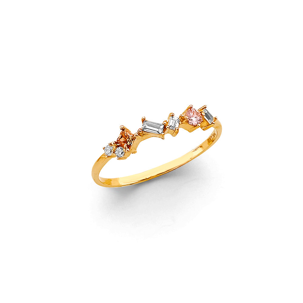 14K Yellow Gold Fancy CZ & Mother's Ring - RG3214