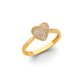 14K Yellow Gold Flower, Heart & Light Ring - RG3225