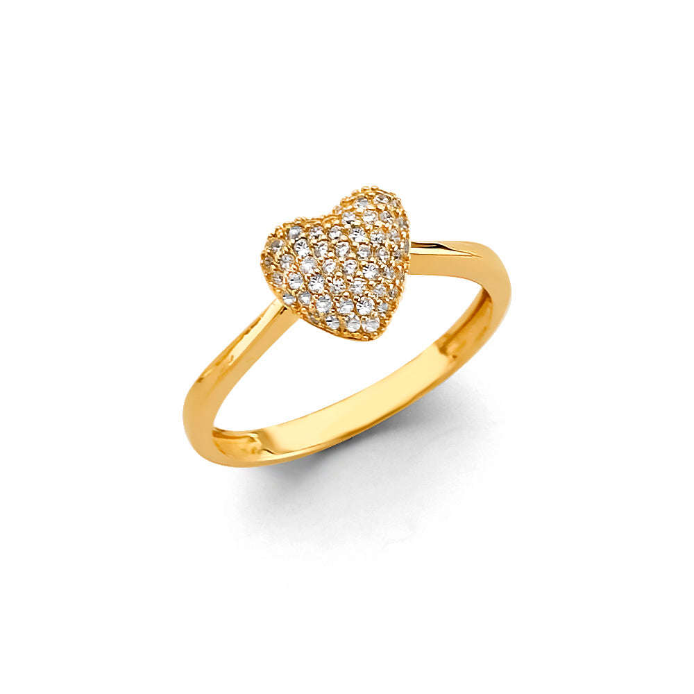 14K Yellow Gold Flower, Heart & Light Ring - RG3225