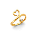 14K Yellow Gold Flower, Heart & Light Ring - RG3226