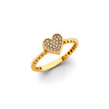 14K Yellow Gold Flower, Heart & Light Ring - RG3228