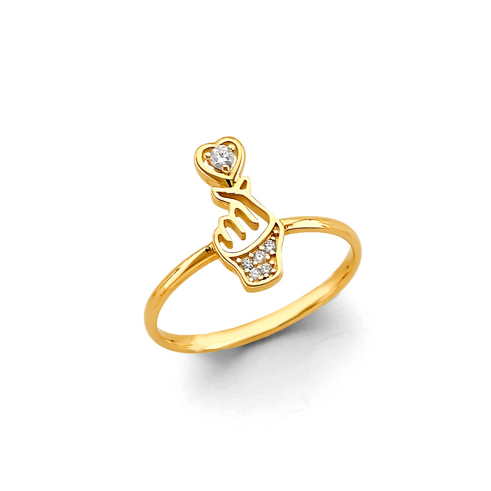 14K Yellow Gold Flower, Heart & Light Ring - RG3229
