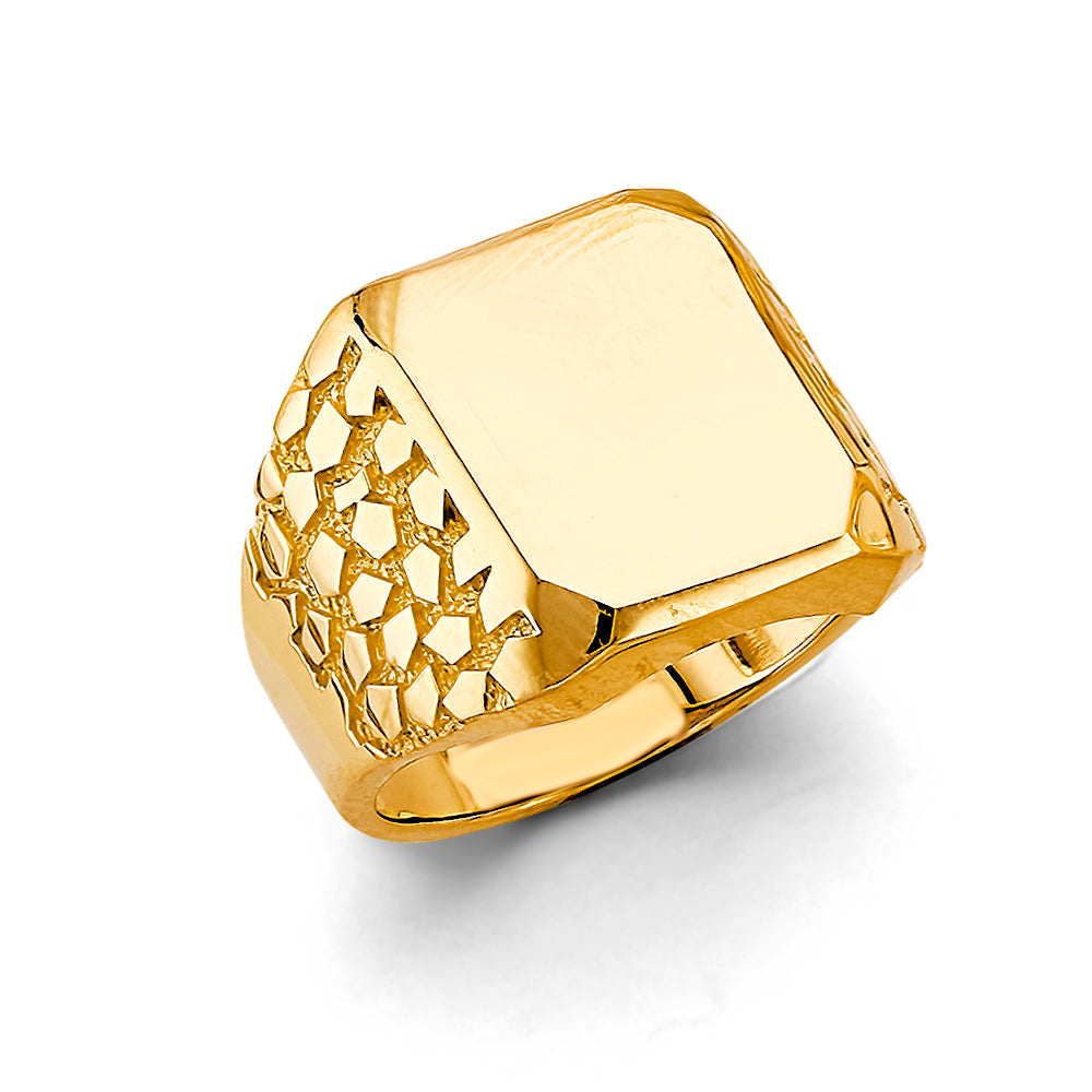 14K Yellow Gold Men's, Signet & Nugget Ring - RG3230