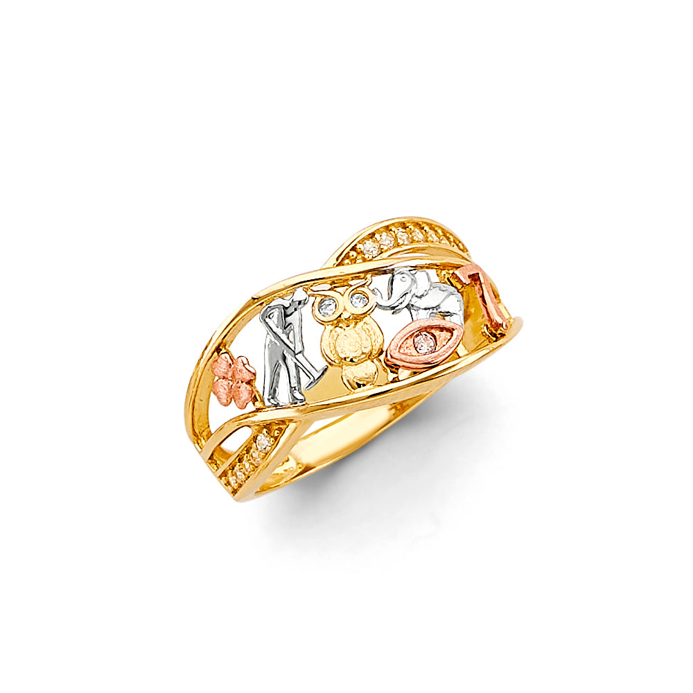 14K Yellow Gold Butterfly, Animal & Lucky Ring - RG3233