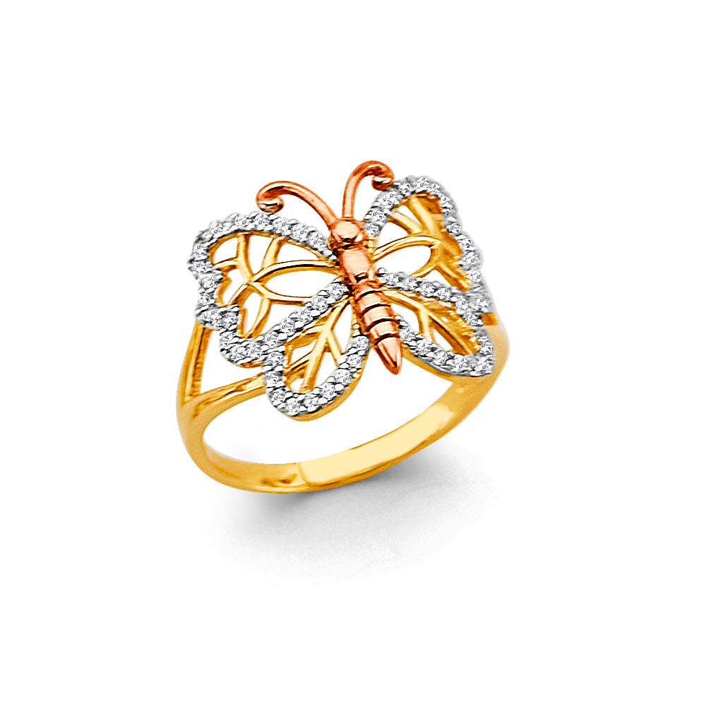 14K Yellow Gold Butterfly, Animal & Lucky Ring - RG3311