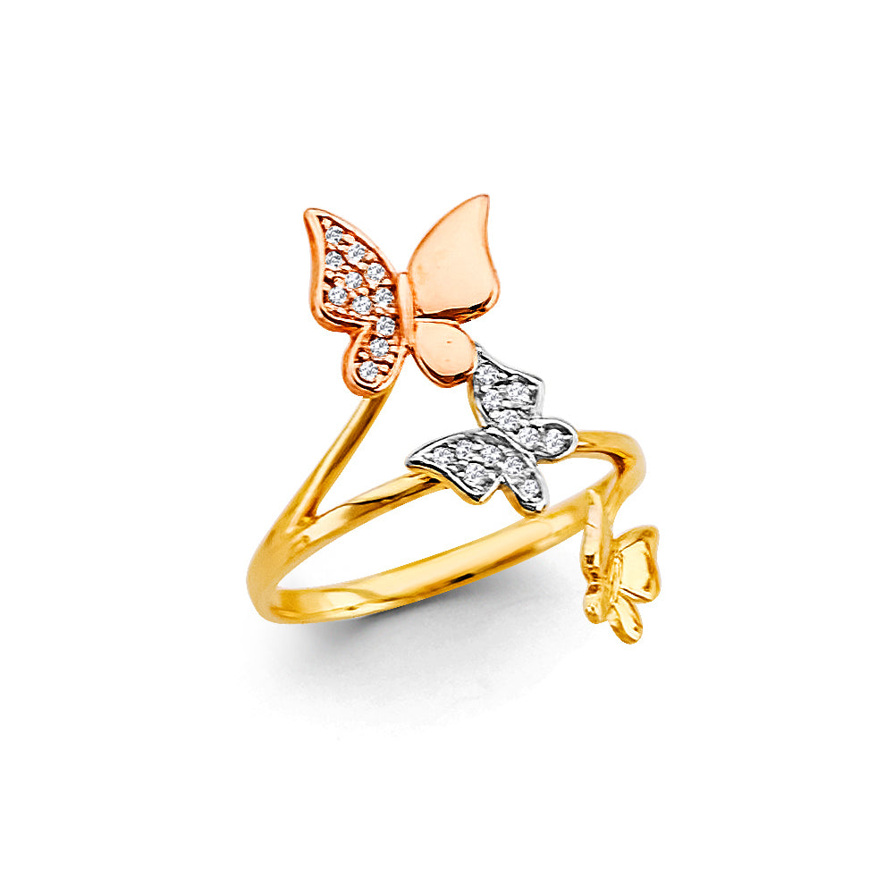 14K Yellow Gold Butterfly, Animal & Lucky Ring - RG3313