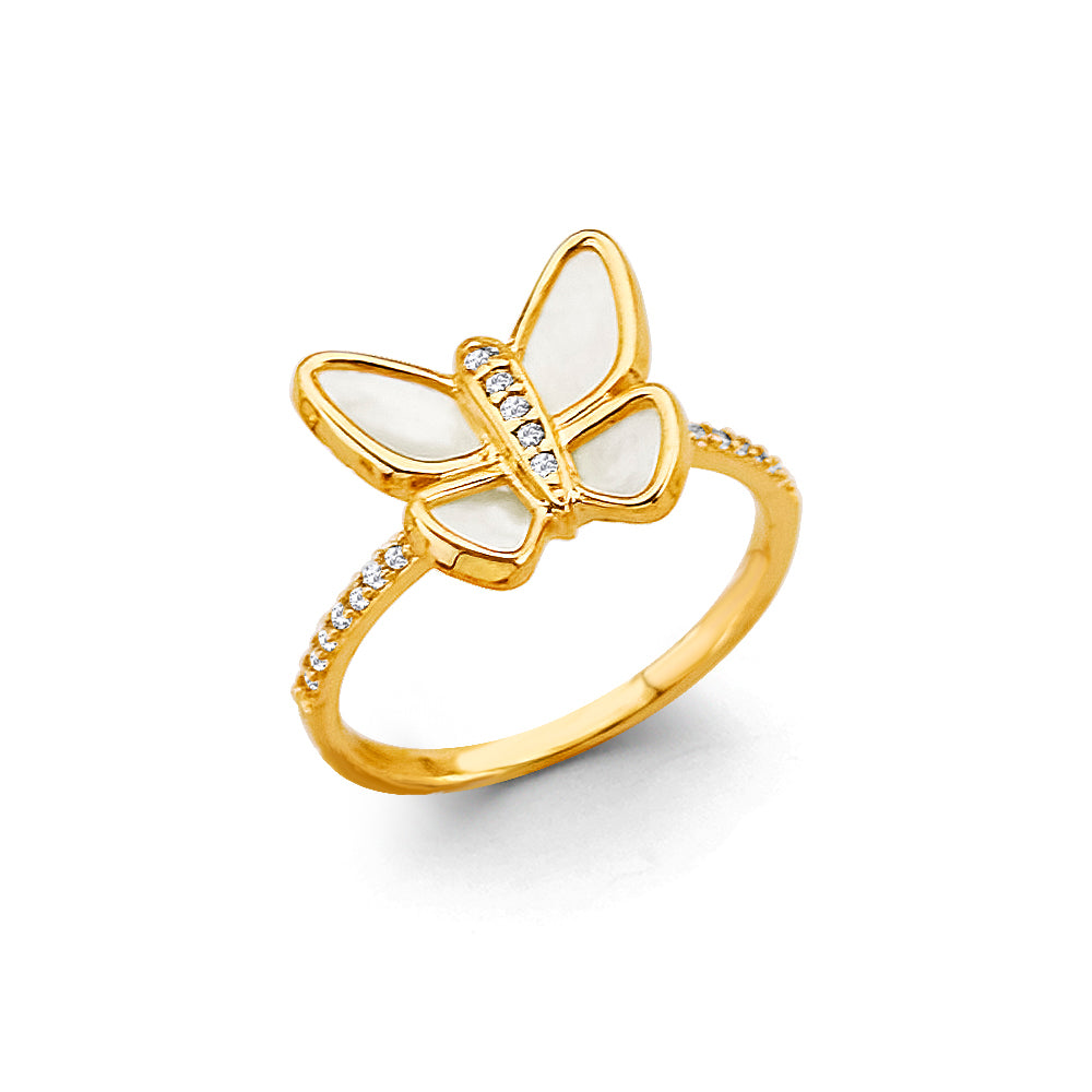 14K Yellow Gold Butterfly, Animal & Lucky Ring - RG3314