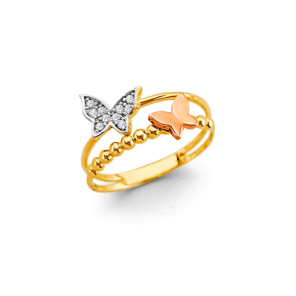 14K Yellow Gold Butterfly, Animal & Lucky Ring - RG3316