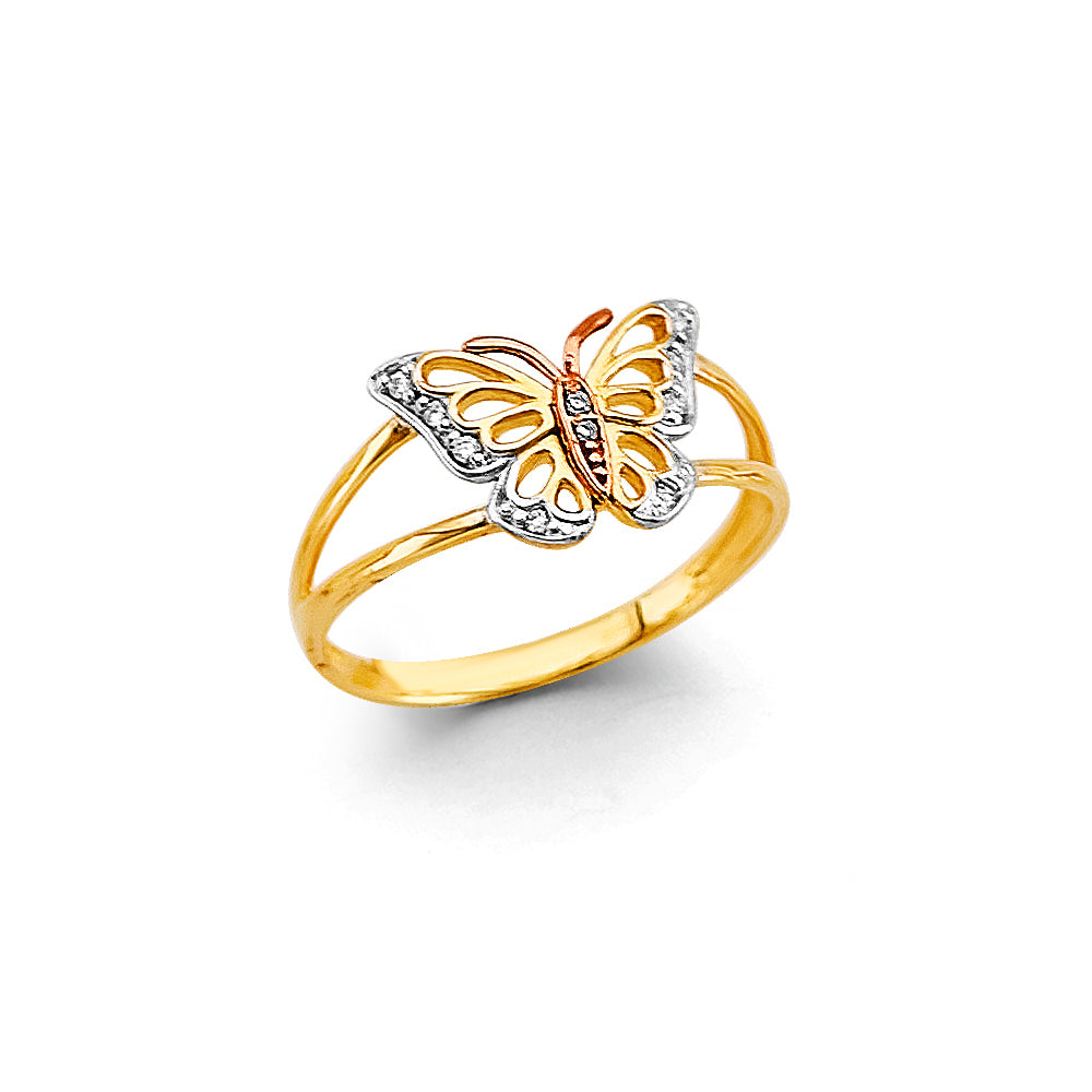 14K Yellow Gold Butterfly, Animal & Lucky Ring - RG3317