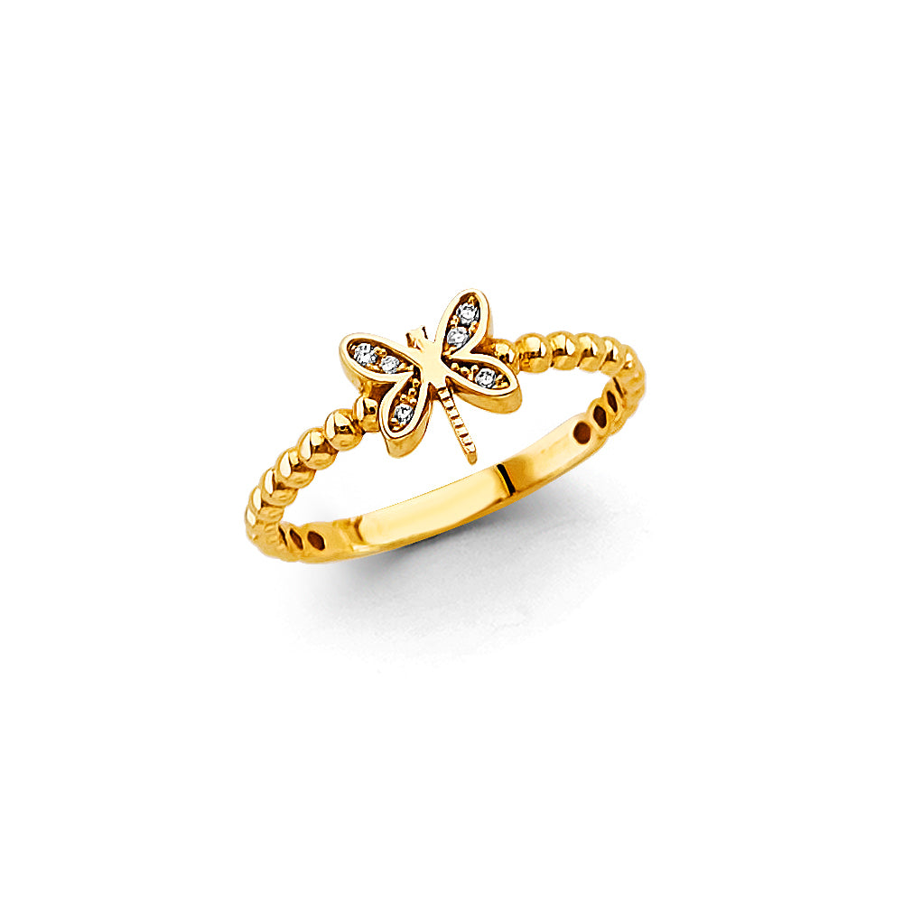 14K Yellow Gold Butterfly, Animal & Lucky Ring - RG3319