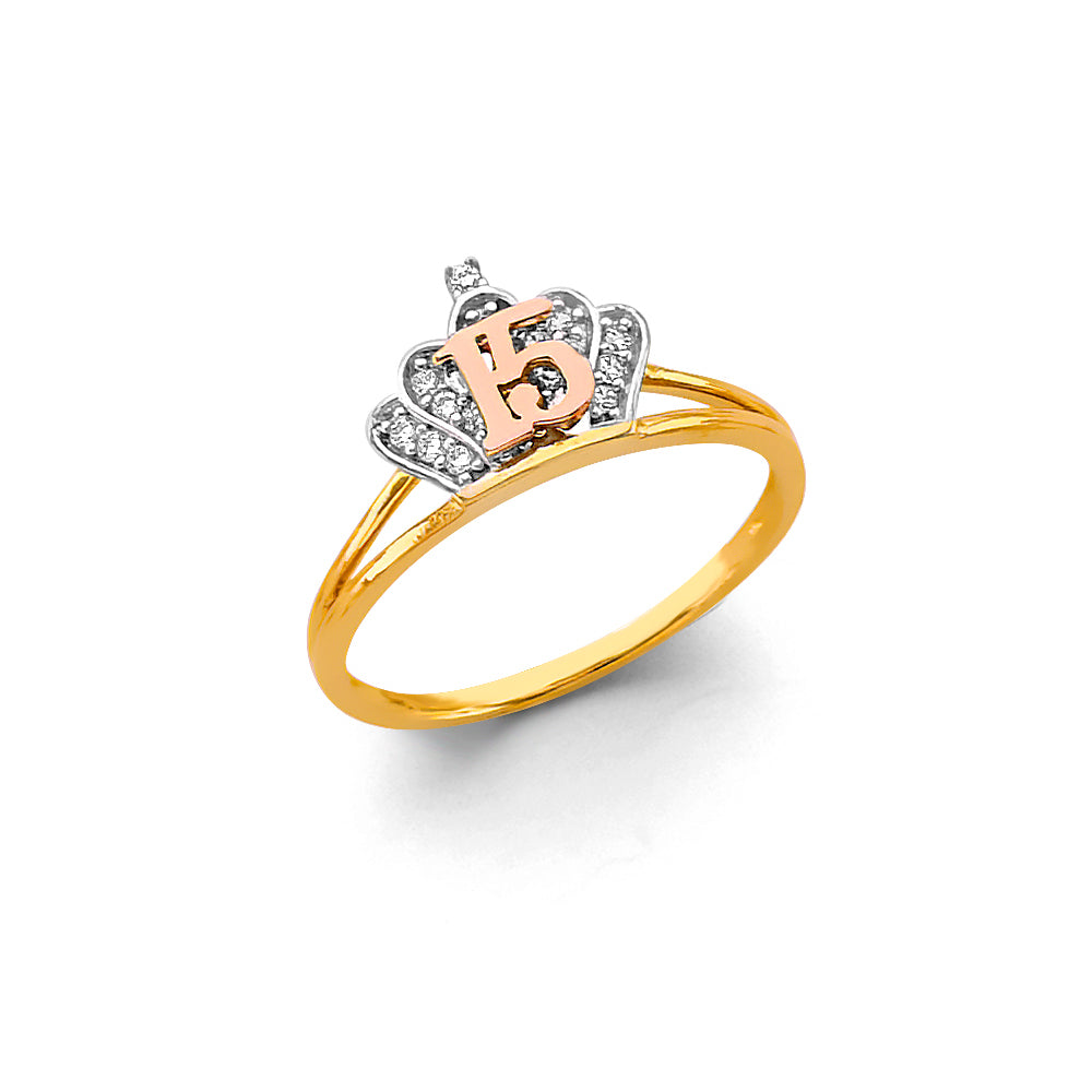 14K Yellow Gold Religious, 15 Años & Crown Ring - RG3402