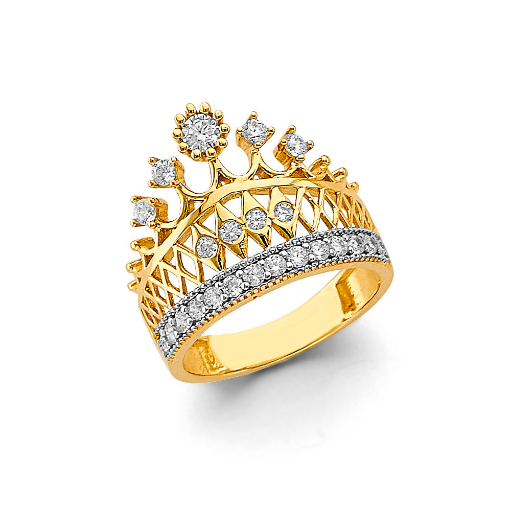 14K Yellow Gold Religious, 15 Años & Crown Ring - RG3417