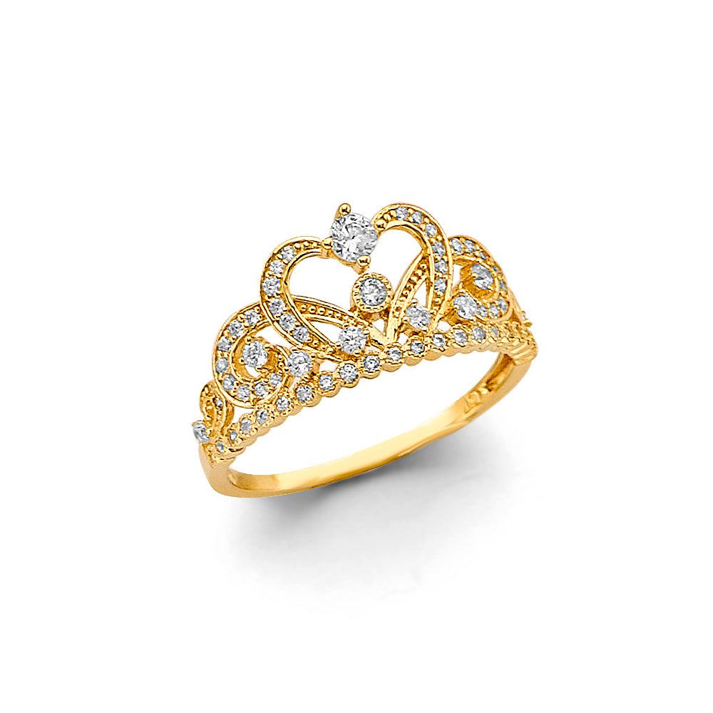 14K Yellow Gold Religious, 15 Años & Crown Ring - RG3420