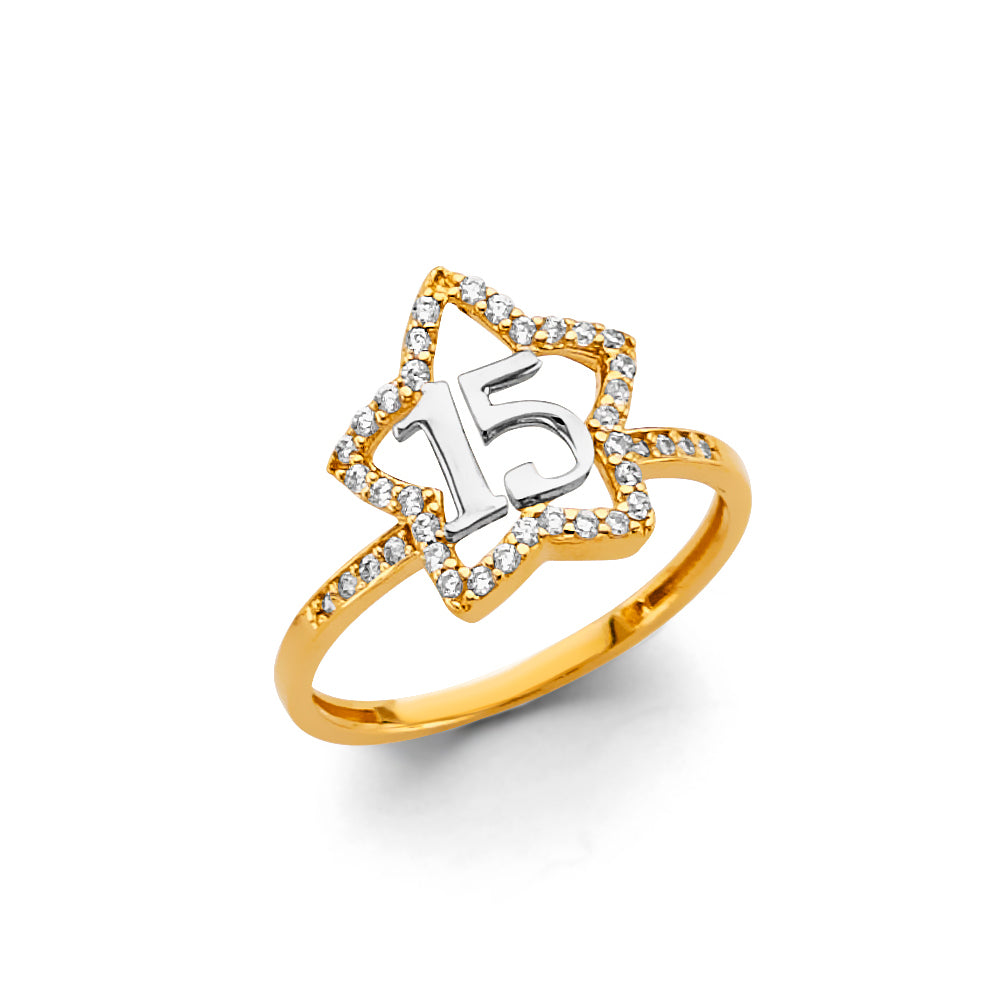 14K Yellow Gold Religious, 15 Años & Crown Ring - RG3429