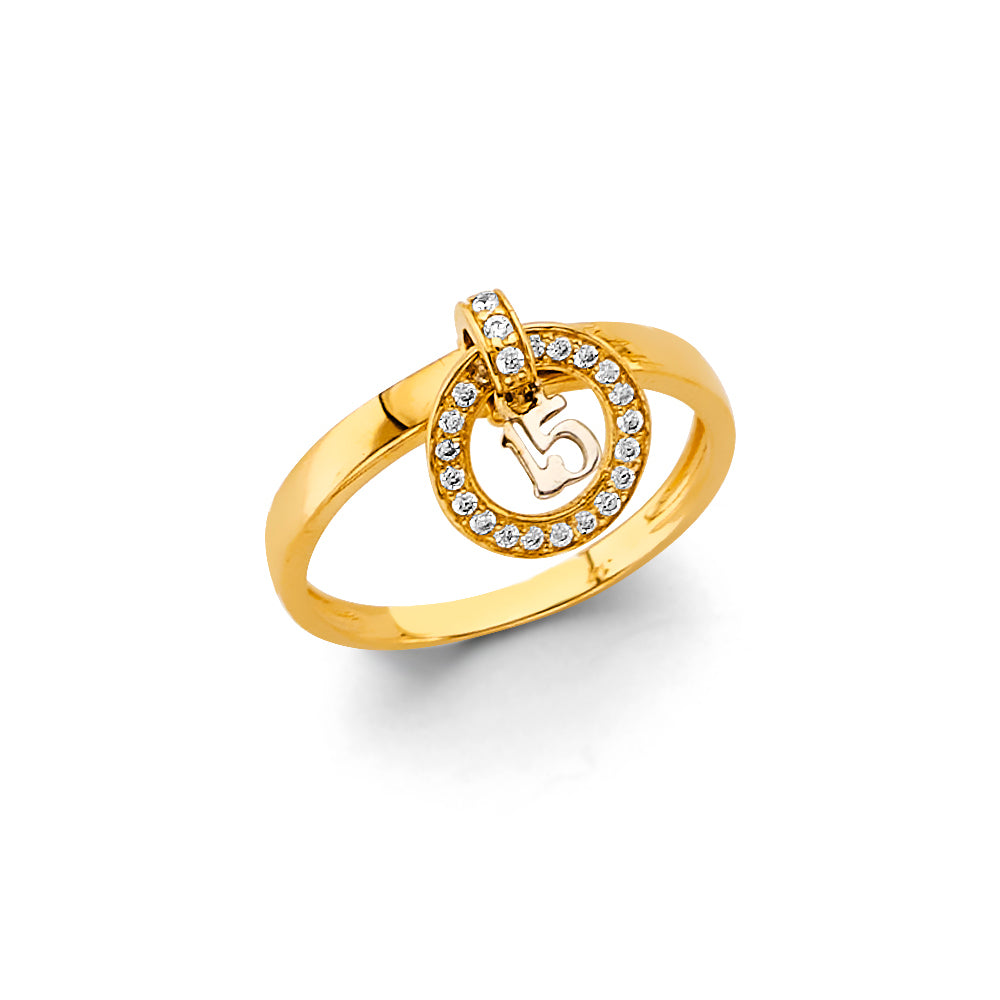 14K Yellow Gold Religious, 15 Años & Crown Ring - RG3431