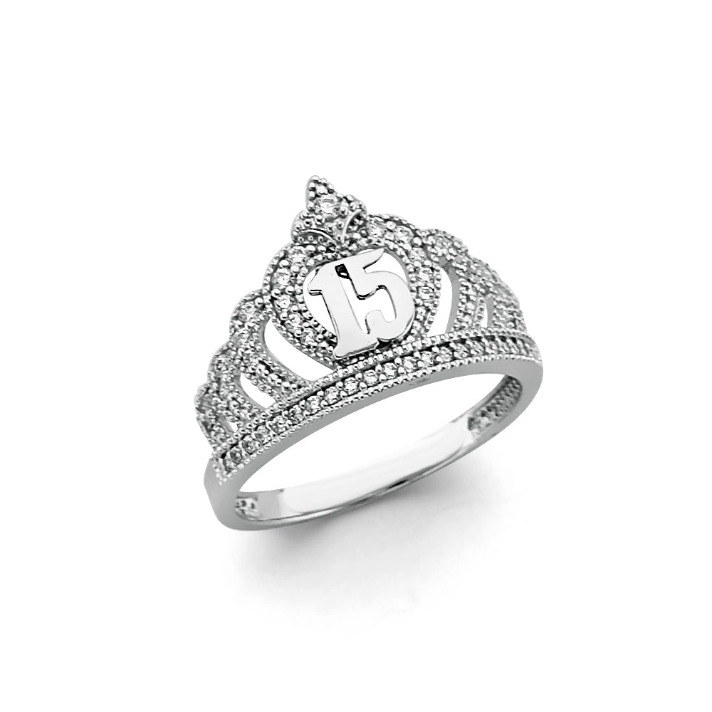 14K Yellow Gold Religious, 15 Años & Crown Ring - RG3432