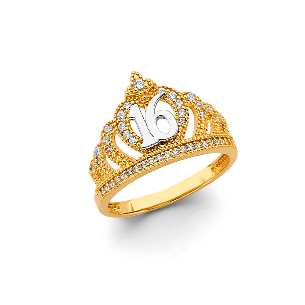 14K Yellow Gold Religious, 15 Años & Crown Ring - RG3433