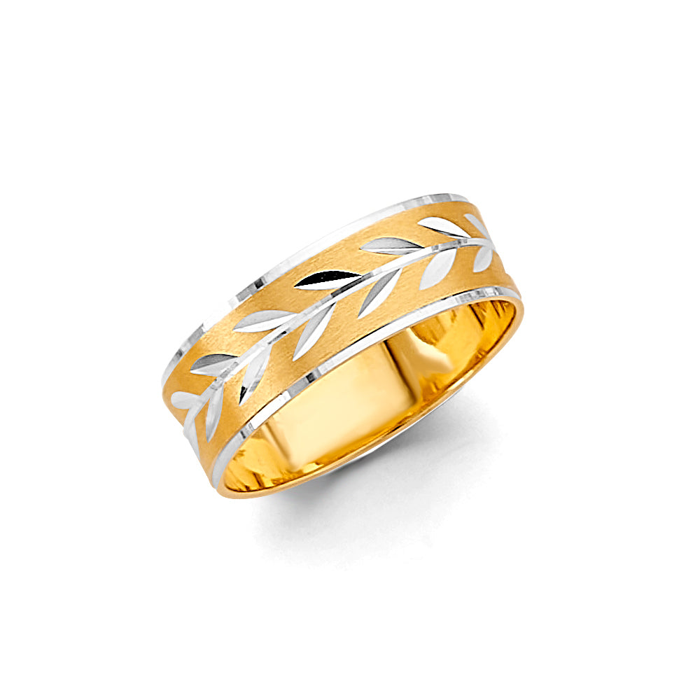 14K Yellow Gold Plain & Fancy Wedding Band 8mm - RG3447