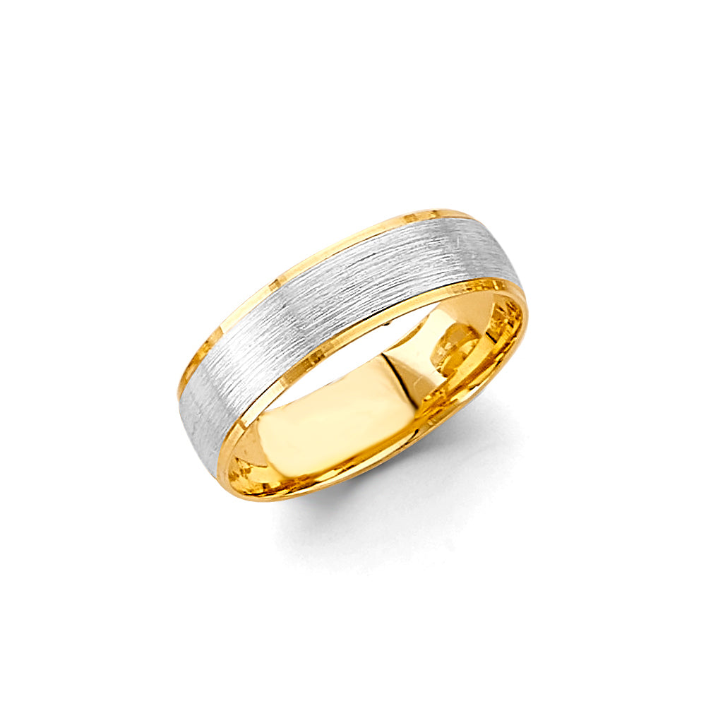 14K Yellow Gold Plain & Fancy Wedding Band 6mm - RG3449
