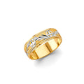 14K Yellow Gold Plain & Fancy Wedding Band 6mm - RG3452