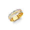 14K Yellow Gold Plain & Fancy Wedding Band 6mm - RG3453