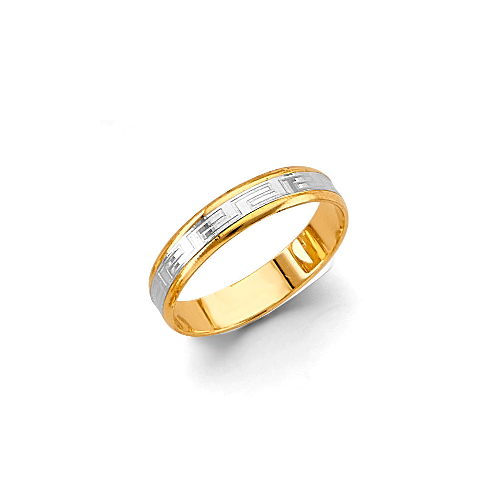 14K Yellow Gold Plain & Fancy Wedding Band 6mm - RG3458