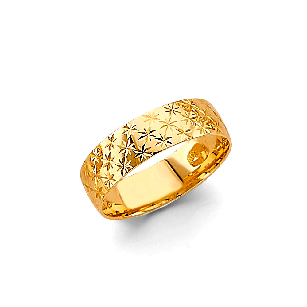 14K Yellow Gold Plain & Fancy Wedding Band 6mm - RG3463