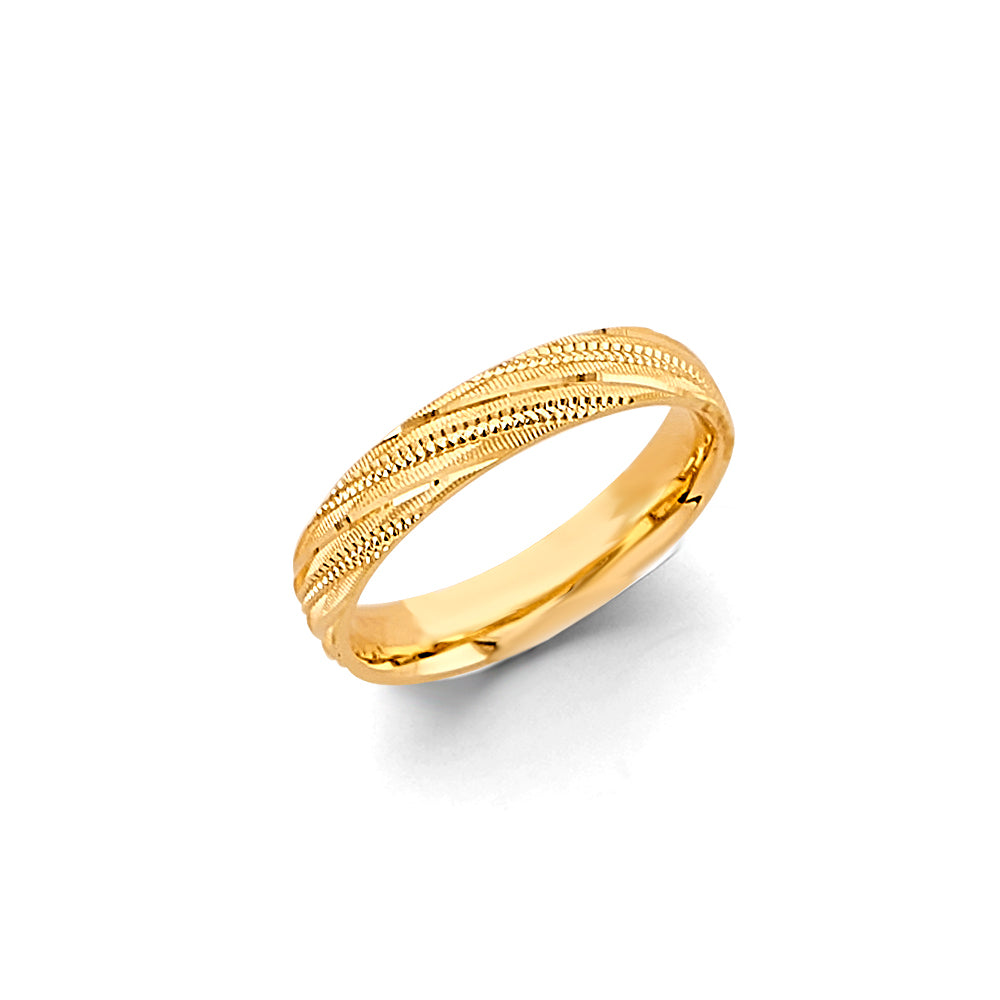 14K Yellow Gold Plain & Fancy Wedding Band 6mm - RG3468