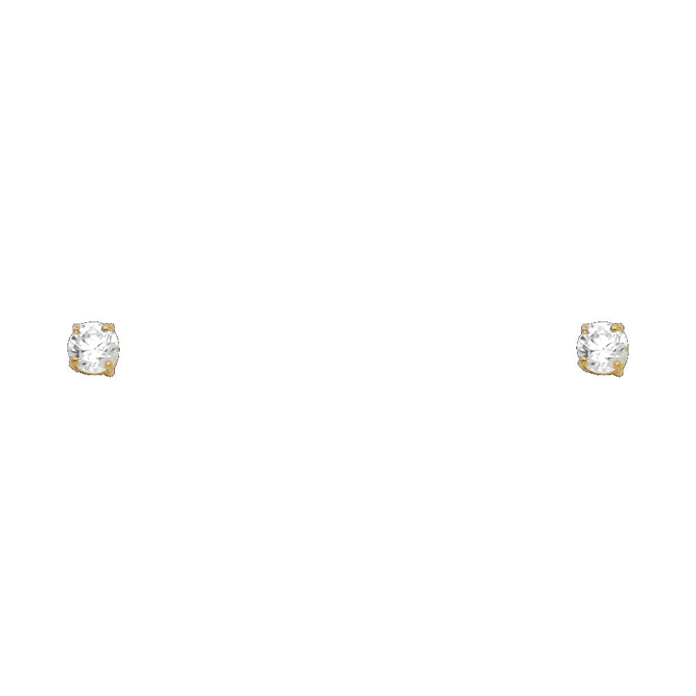 14K Yellow Gold Stud Earring & Solitaire Jewelry 3mm - ST101
