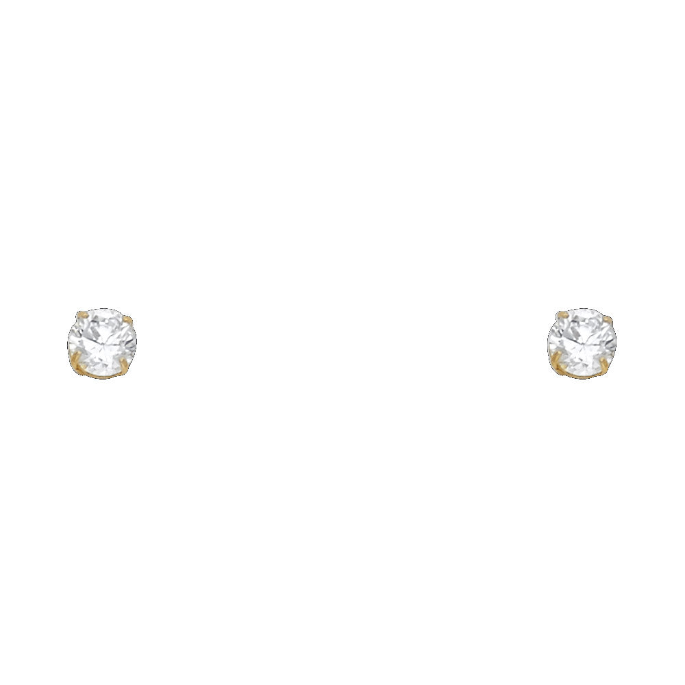 14K Yellow Gold Stud Earring & Solitaire Jewelry 3mm - ST102
