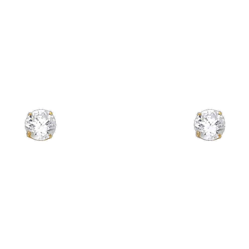 14K Yellow Gold Stud Earring & Solitaire Jewelry 3mm - ST103