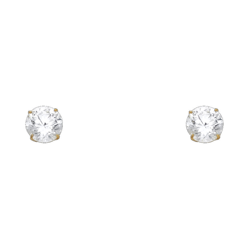 14K Yellow Gold Stud Earring & Solitaire Jewelry 3mm - ST104