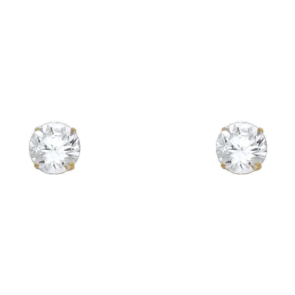 14K Yellow Gold Stud Earring & Solitaire Jewelry 3mm - ST105