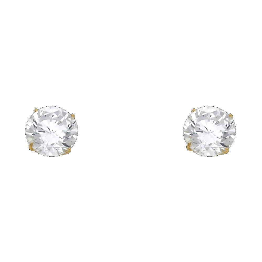 14K Yellow Gold Stud Earring & Solitaire Jewelry 3mm - ST106