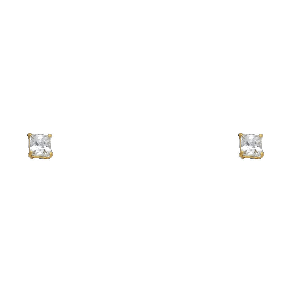 14K Yellow Gold Stud Earring & Solitaire Jewelry 3mm - ST113
