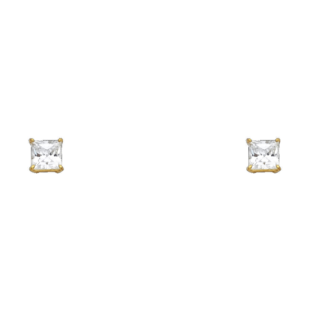 14K Yellow Gold Stud Earring & Solitaire Jewelry 3mm - ST114