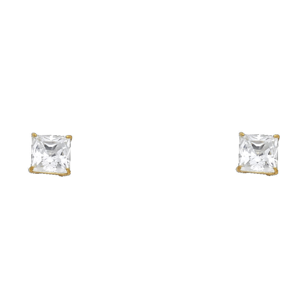 14K Yellow Gold Stud Earring & Solitaire Jewelry 3mm - ST115