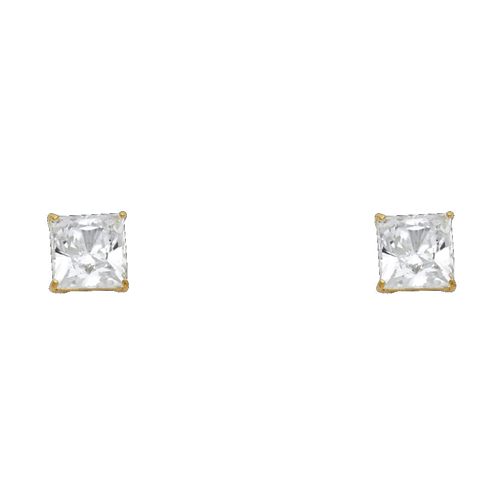 14K Yellow Gold Stud Earring & Solitaire Jewelry 3mm - ST116