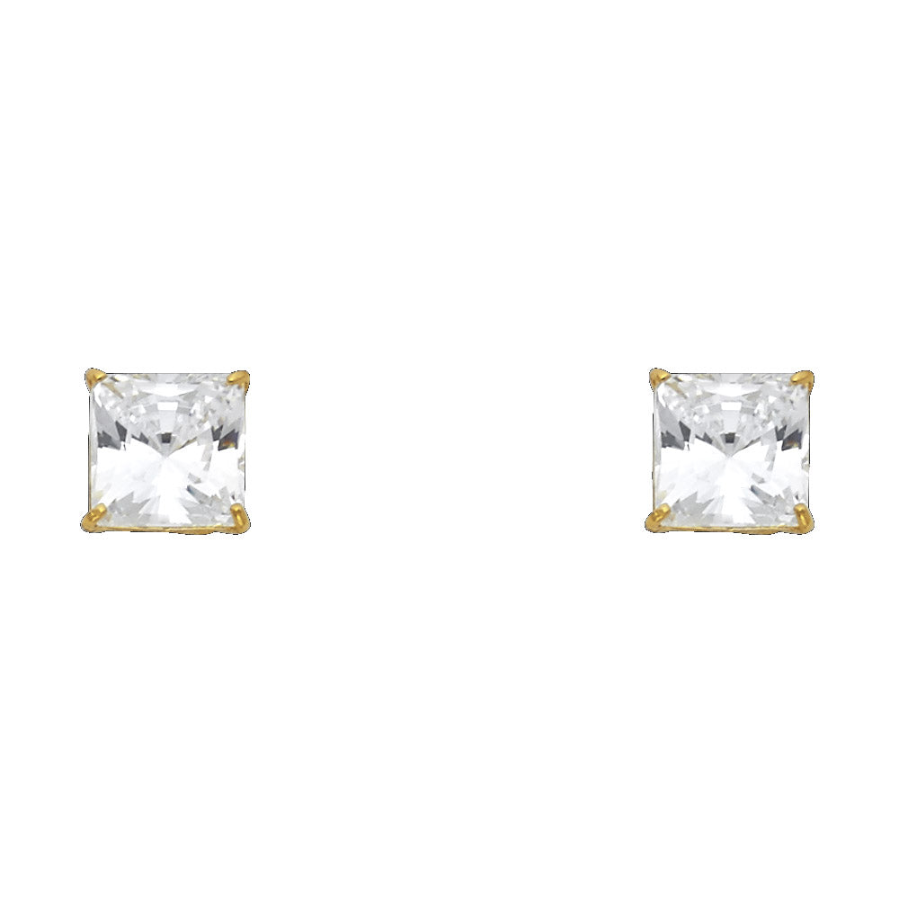 14K Yellow Gold Stud Earring & Solitaire Jewelry 3mm - ST117