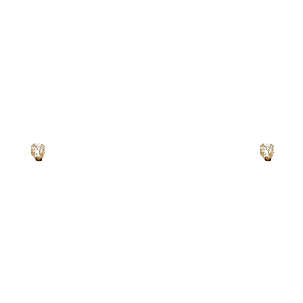 14K Yellow Gold Stud Earring & Solitaire Jewelry 2mm - ST123
